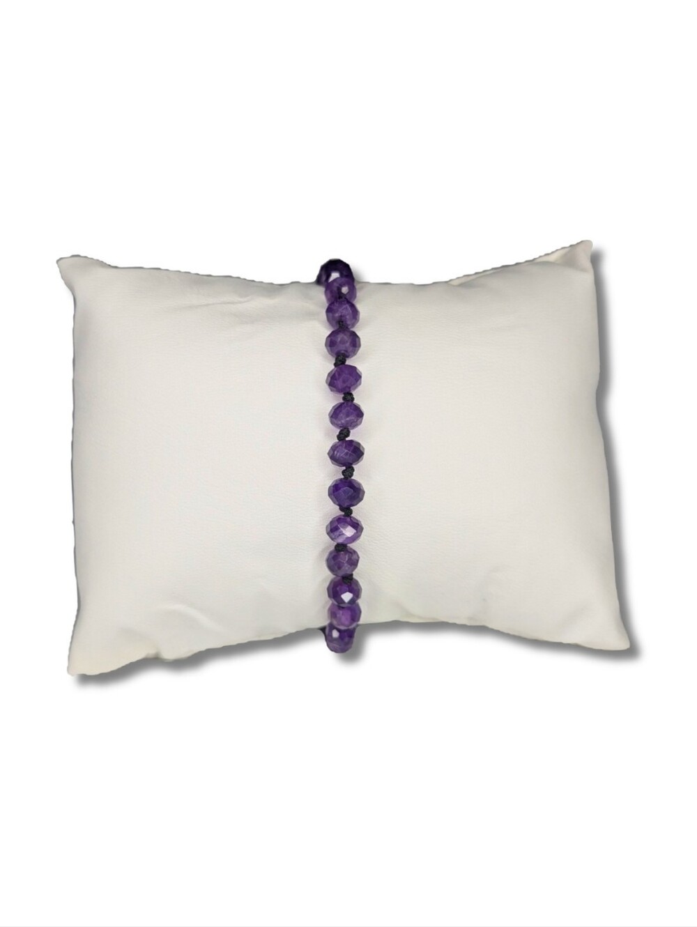 Genuine Amethyst Bead Bracelet Handknotted Adjustable Unisex Tassel Natural
